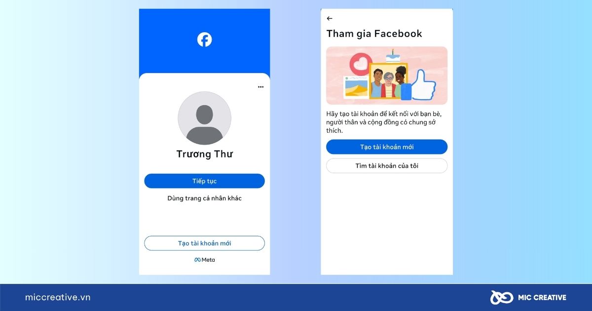 Chọn Tạo tài khoản mới