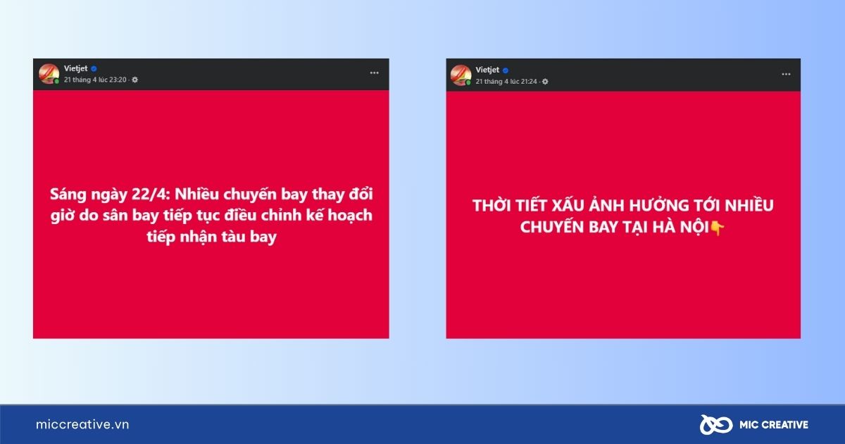 Vietjet chỉ phát hành thông báo chung chung hoặc đổ lỗi do thời tiết