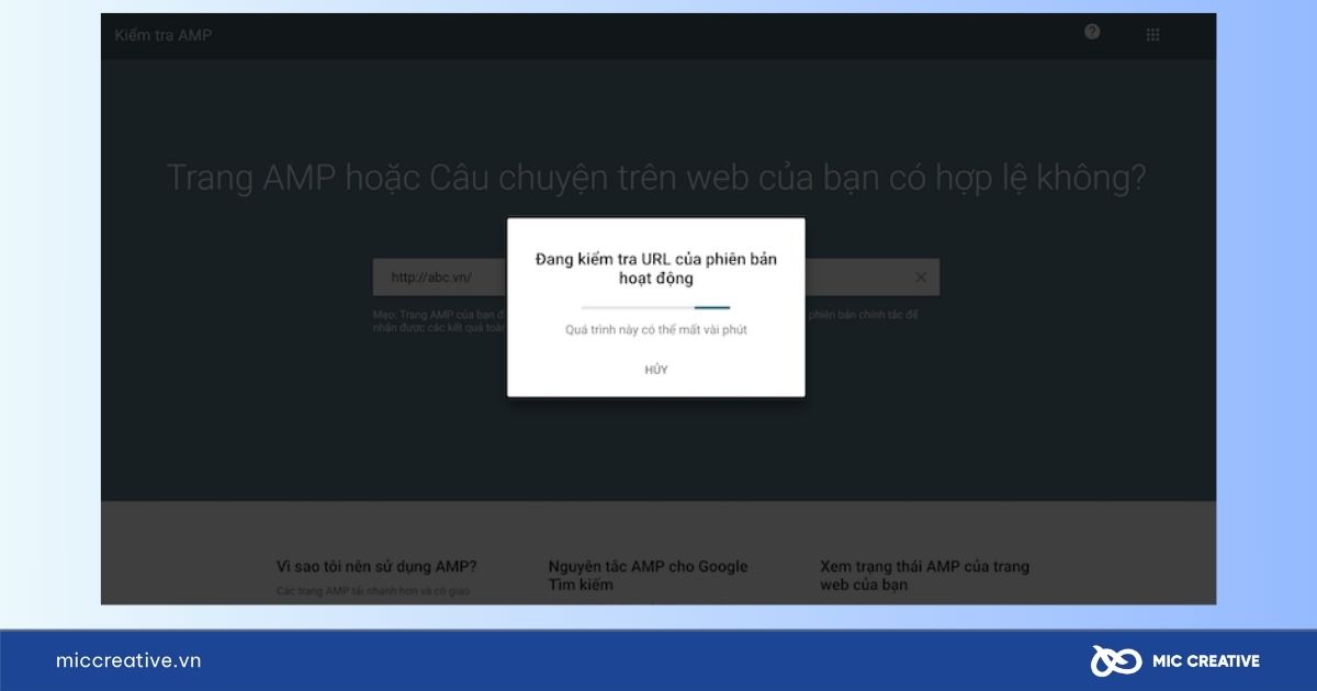 Bấm vào nút “Kiểm tra URL” và đợi kết quả