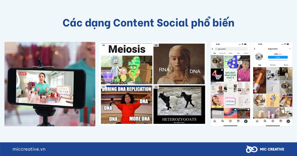 Các dạng Content Social phổ biến hiện nay