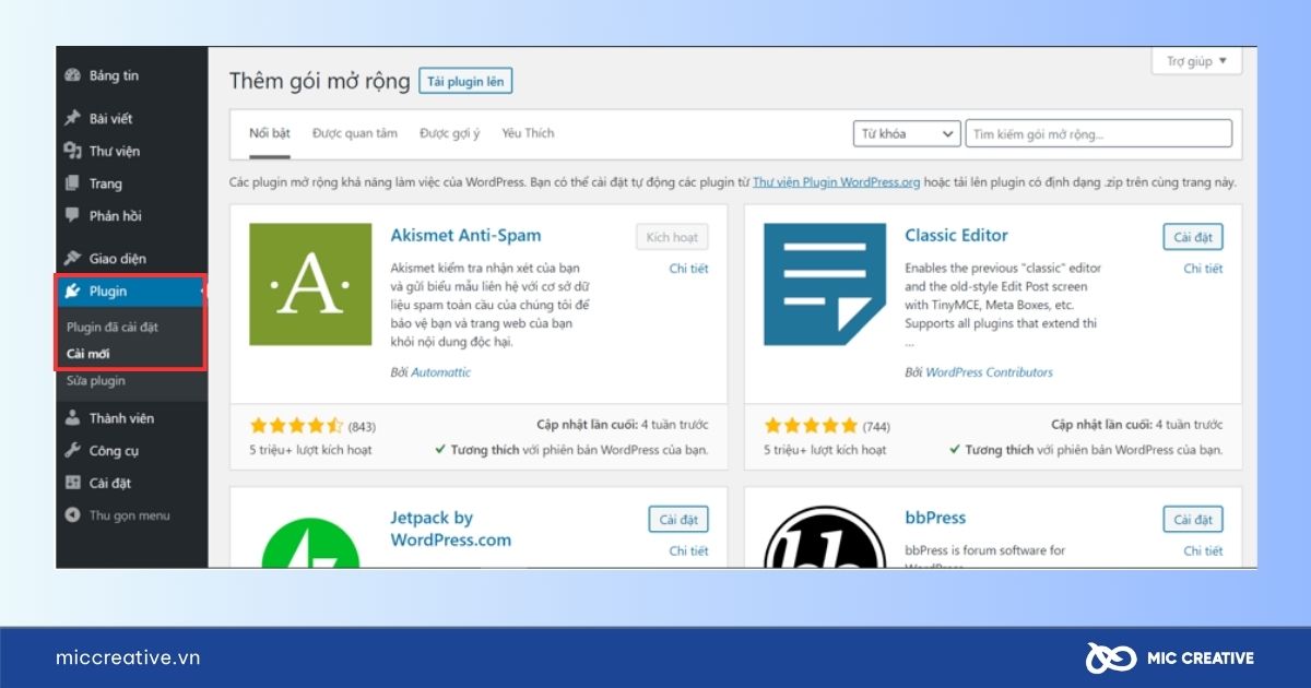 Cài plugin