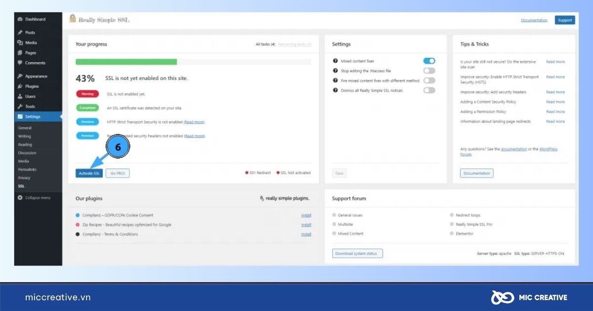 Chọn Active SSL