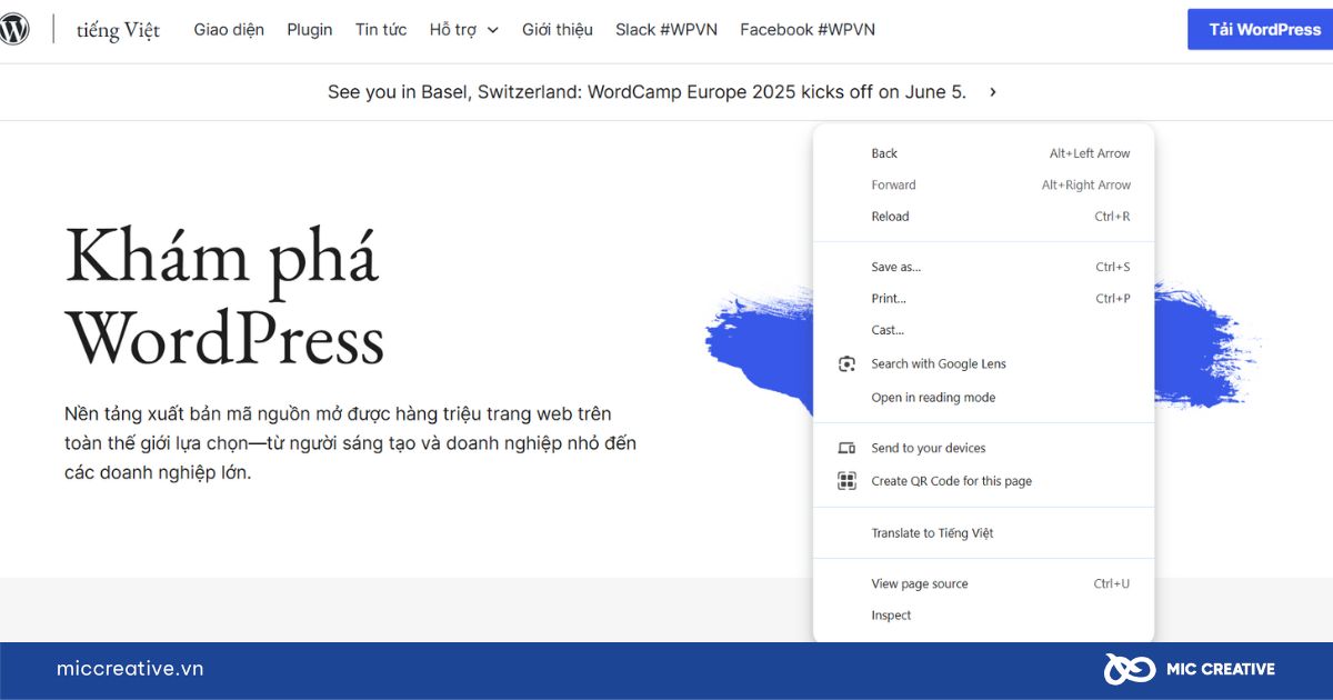 chọn View Page Source