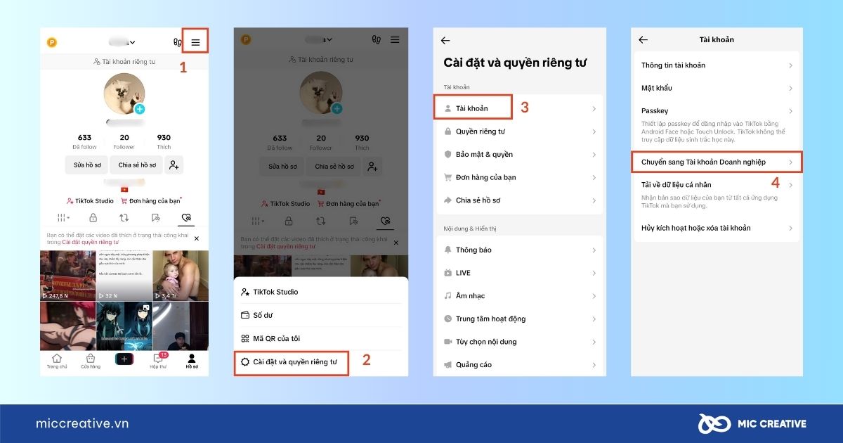 Chuyển đổi sang tài khoản Doanh nghiệp