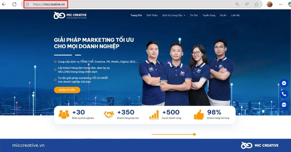Địa chỉ website của MIC Creative