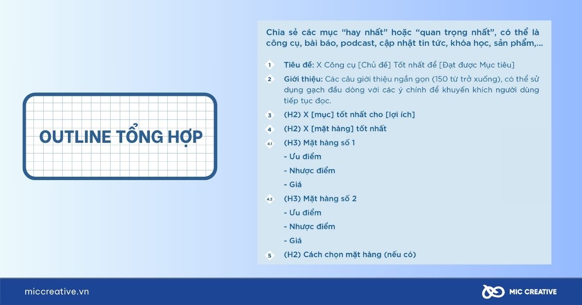 Mẫu outline content tổng hợp