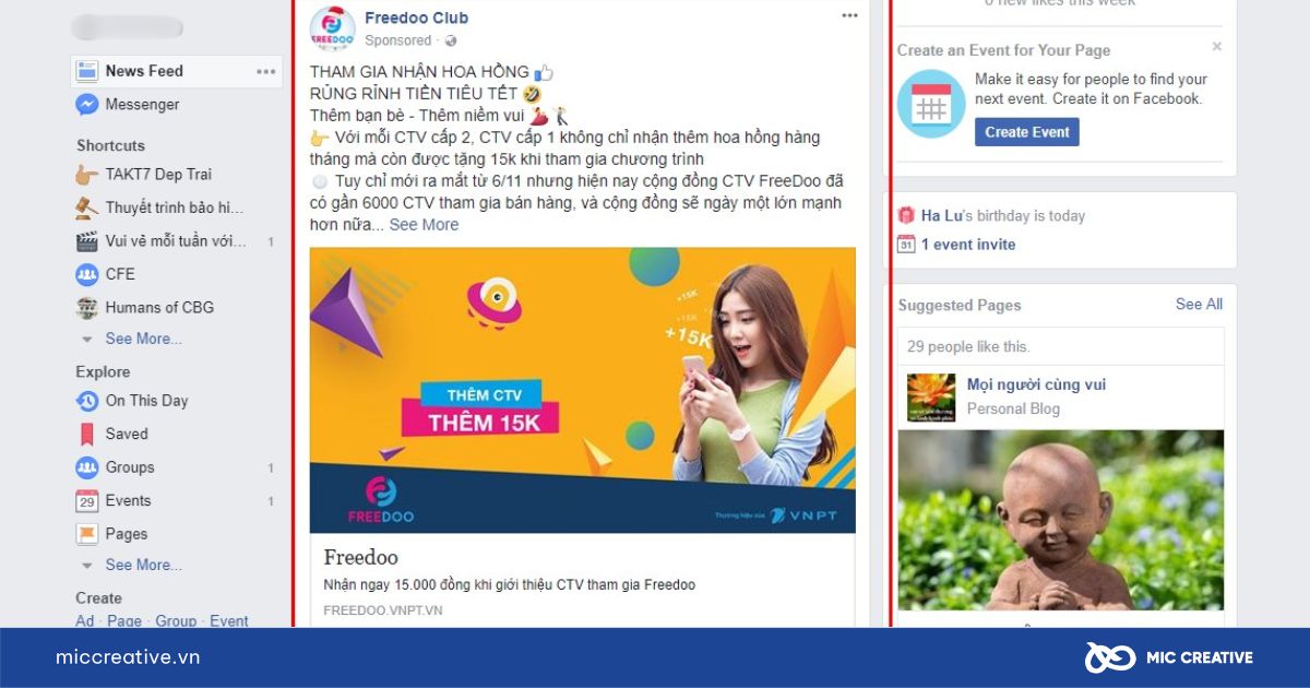 Mẫu quảng cáo Facebook