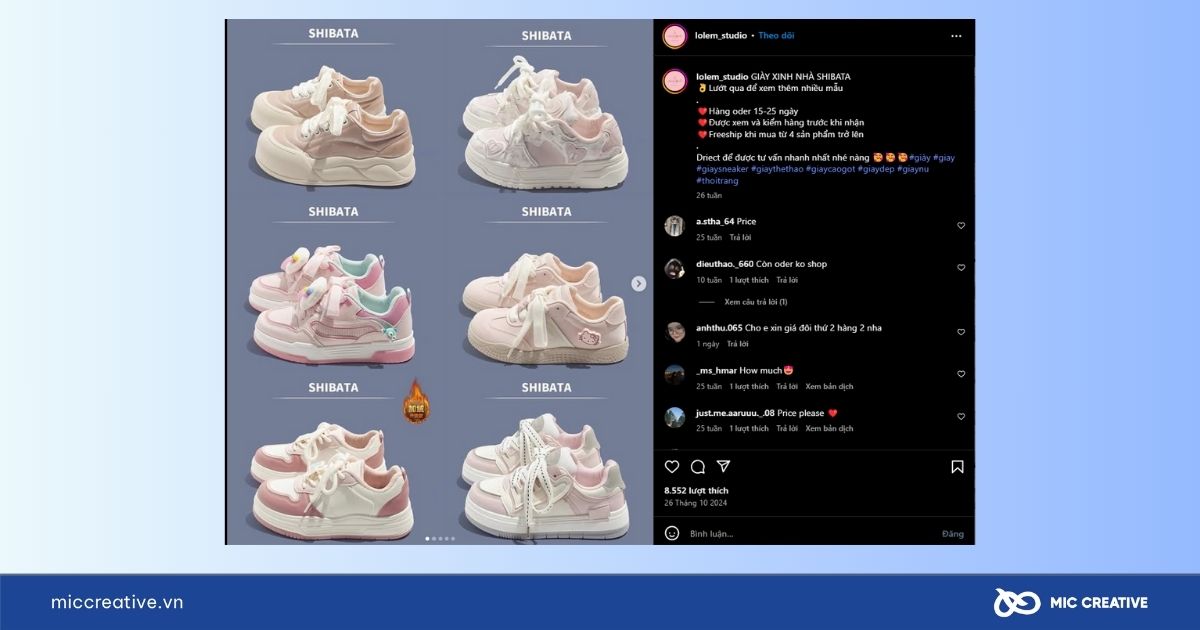 Mẫu quảng cáo Instagram