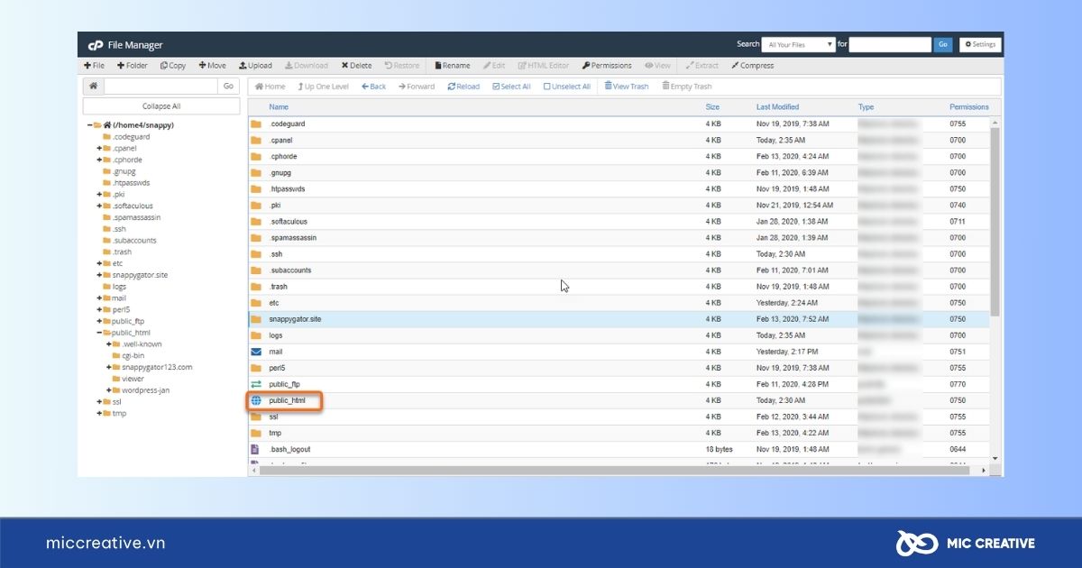 Mở file .htaccess