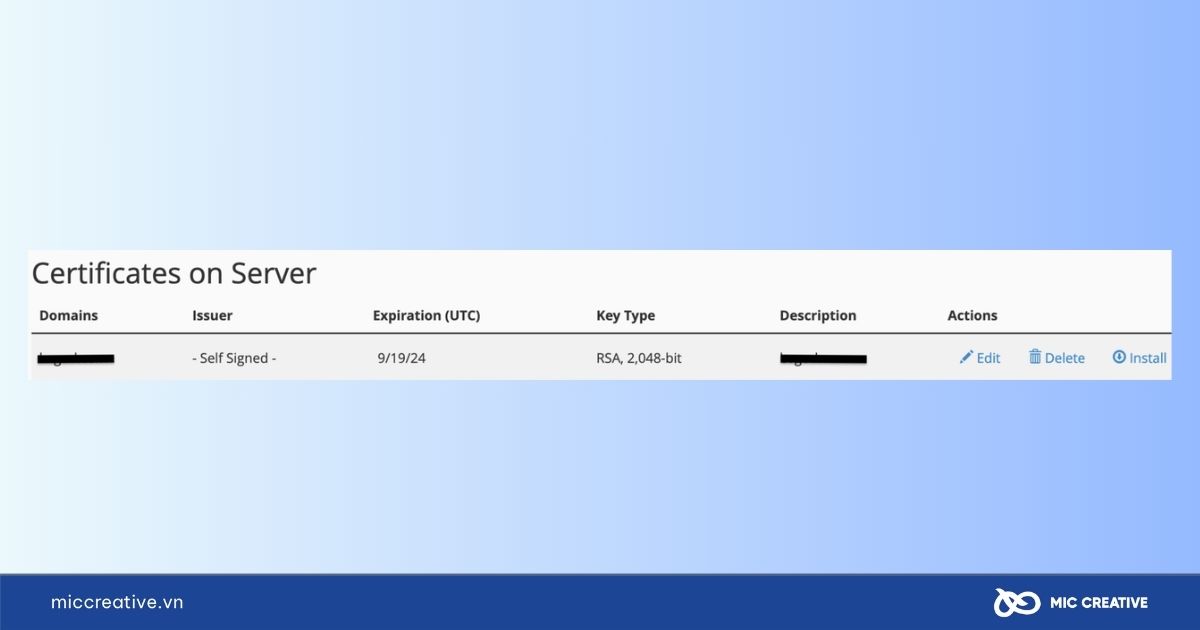 Nhấn Install để cài đặt chứng chỉ SSL