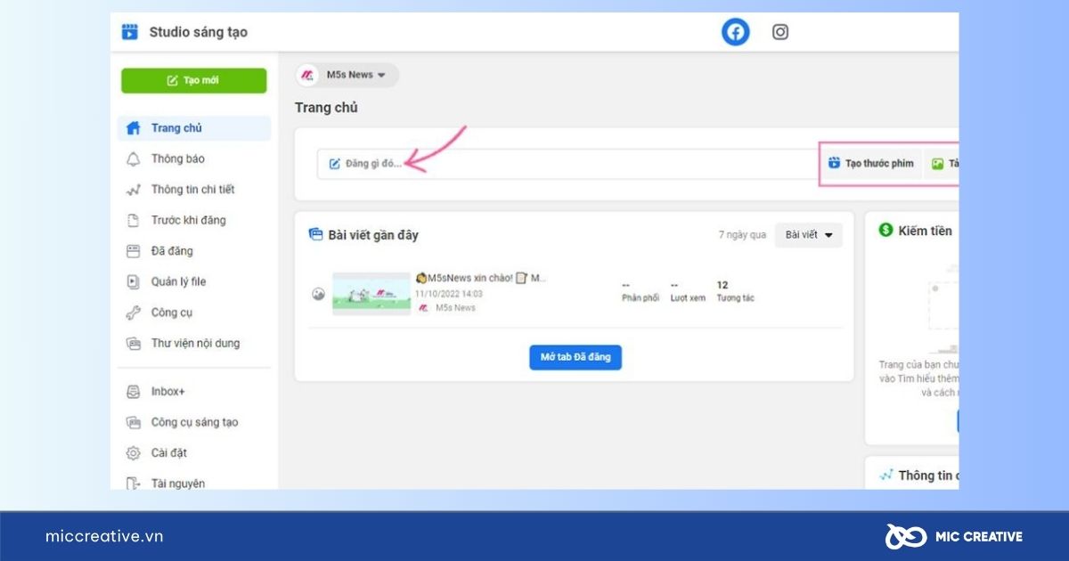 Nhấp vào ô Đăng gì đó