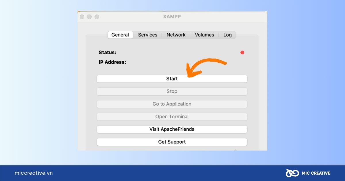 Nhấp vào Start ở tab General để khởi động dịch vụ