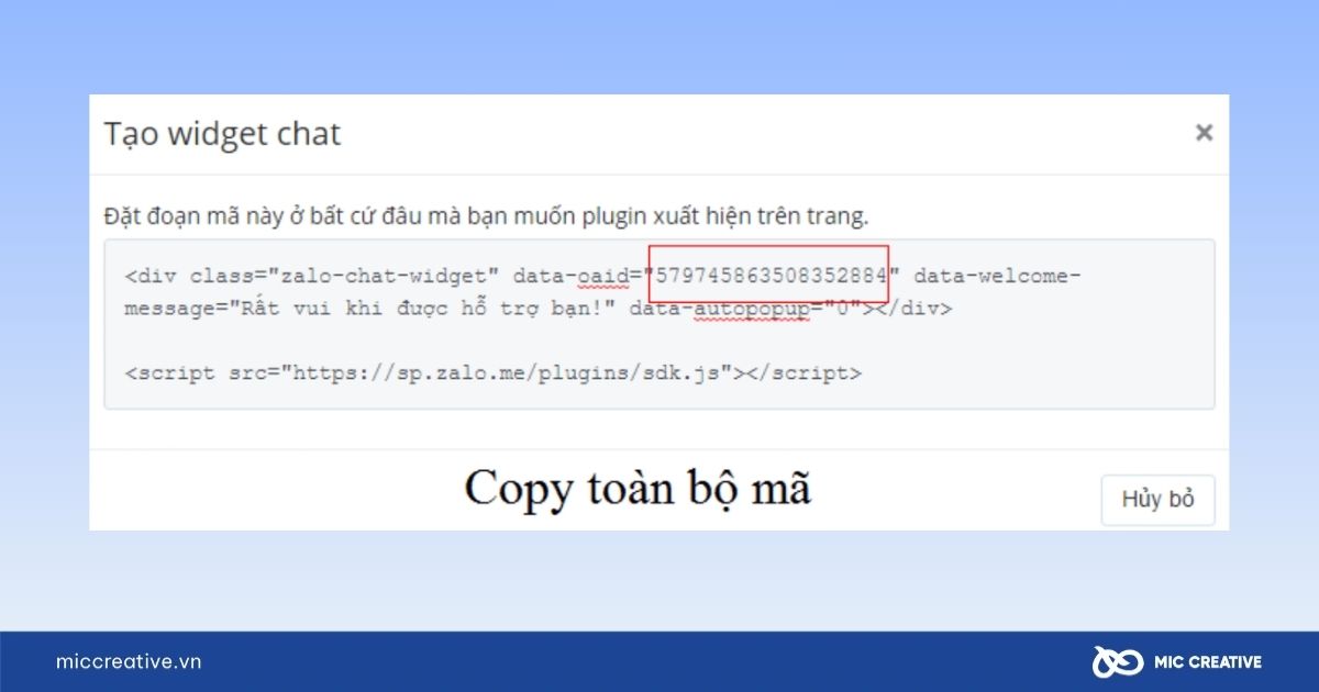 Cách nhúng Zalo chat vào website đơn giản trong vài phút nhung zalo chat bang ma nhung thu cong 3
