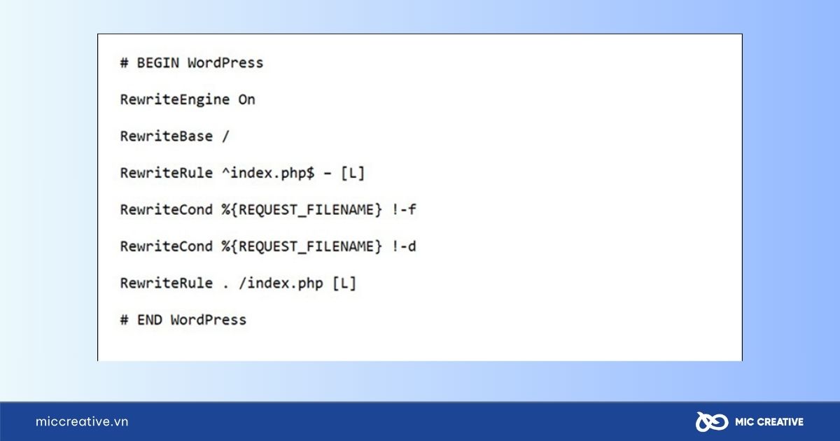 Sao chép đoạn mã sau vào file .htaccess.