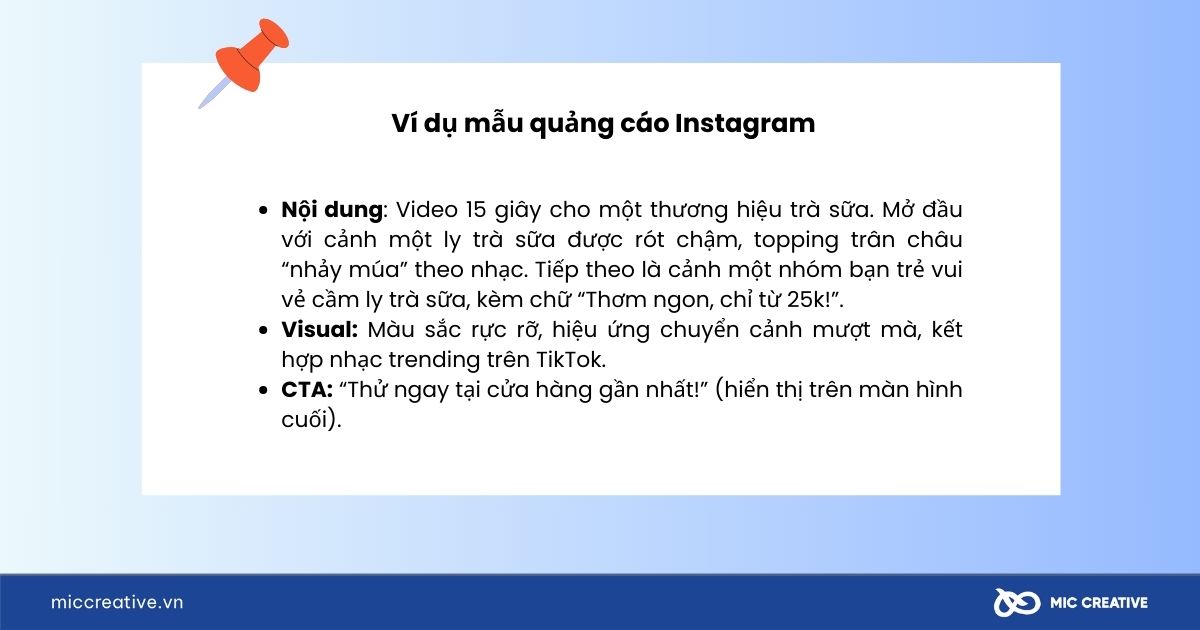 Ví dụ mẫu quảng cáo Instagram