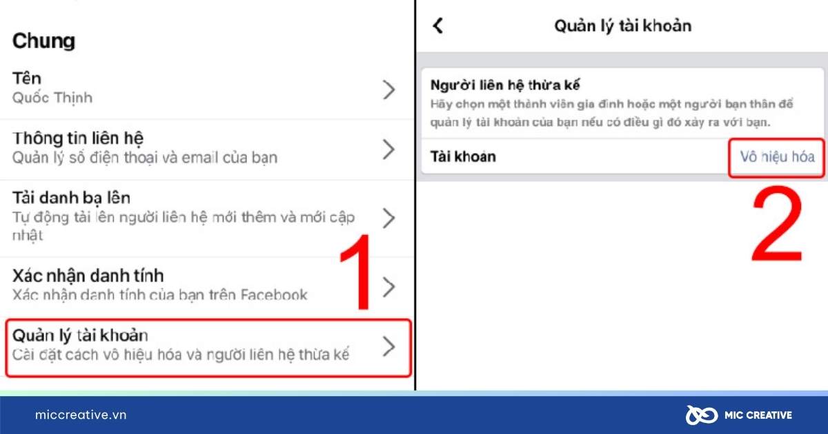 vô hiệu hóa tài khoản Facebook