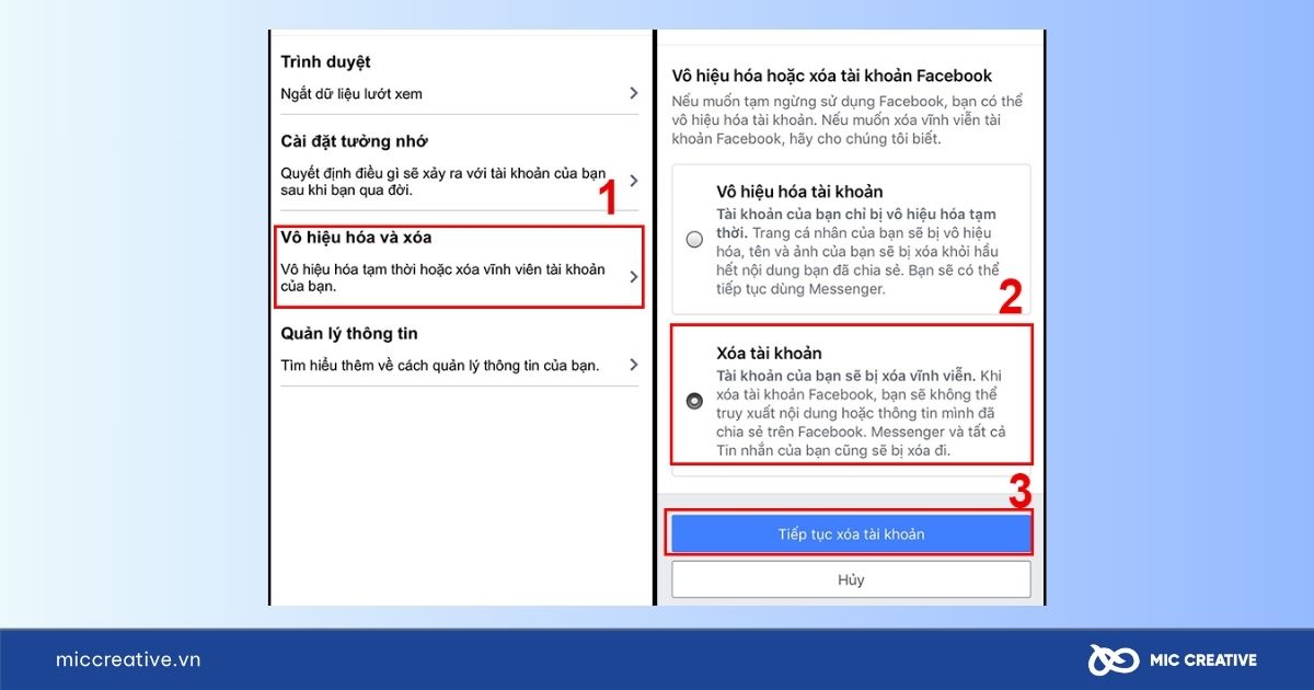 Chọn Vô hiệu hóa và xóa