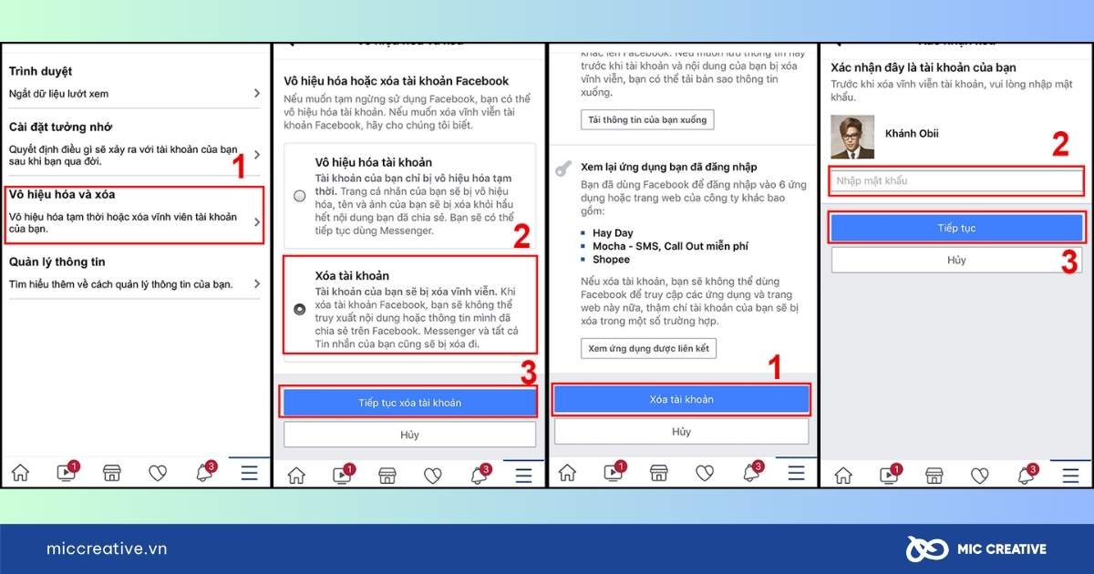 vô hiệu hóa tài khoản Facebook