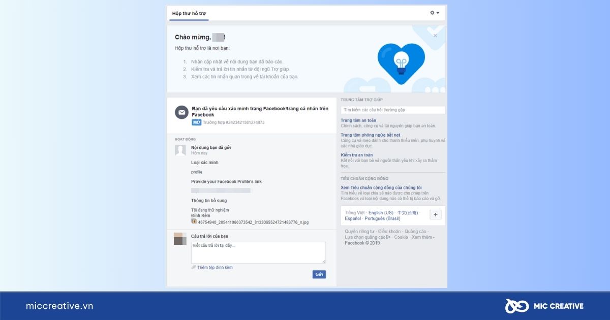 Đợi phản hồi từ Facebook