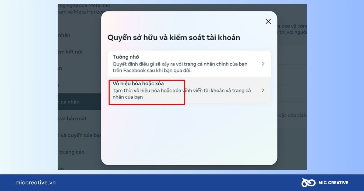 Nhấn vào Vô hiệu hóa hoặc xóa
