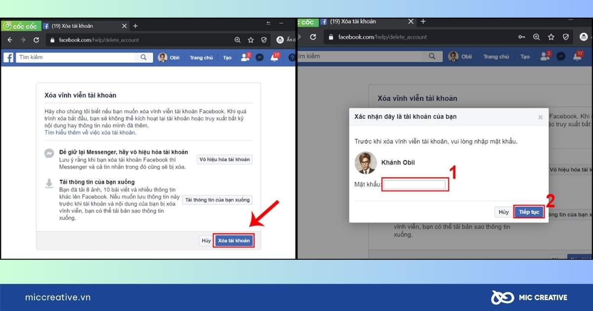vô hiệu hóa tài khoản Facebook