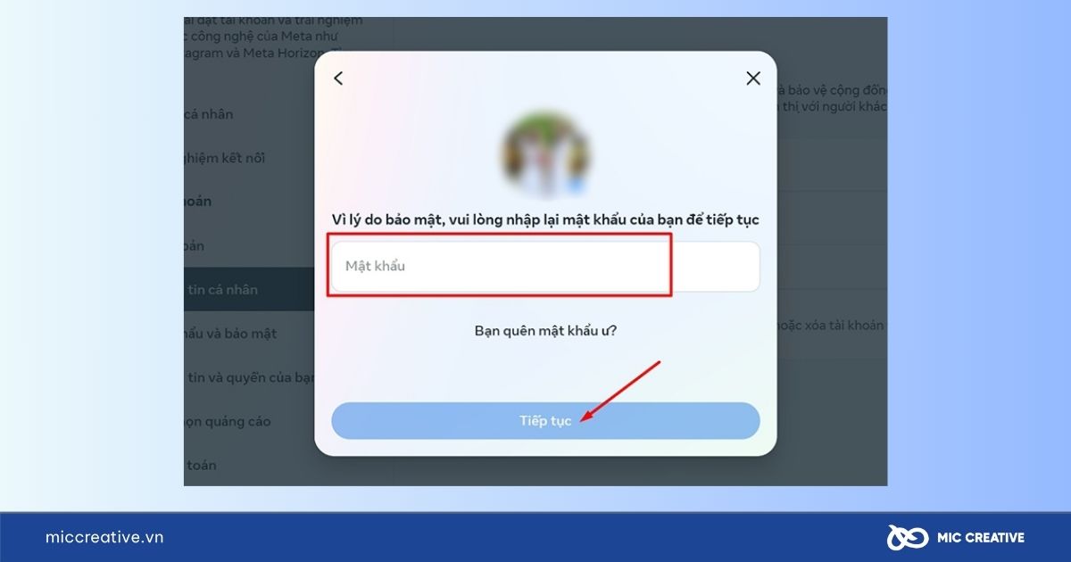 Nhập mật khẩu và nhấn Tiếp tục