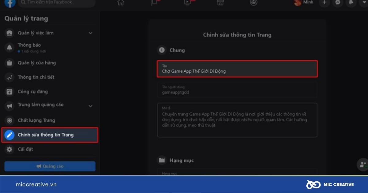cách đổi tên trang fanpage trên facebook
