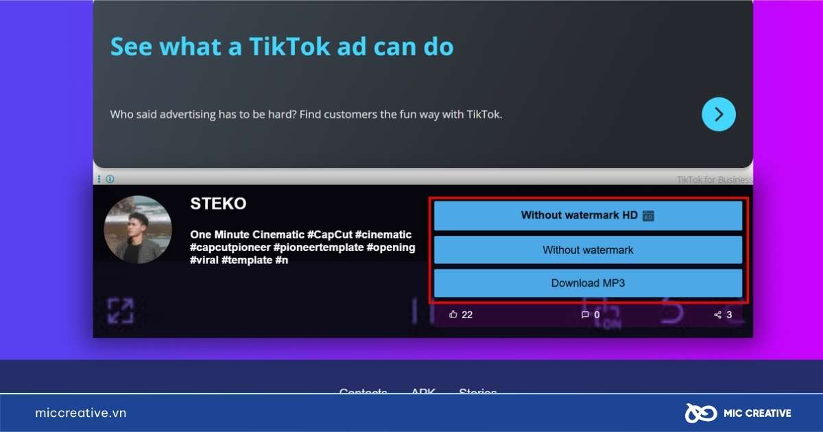 tải video tiktok không logo