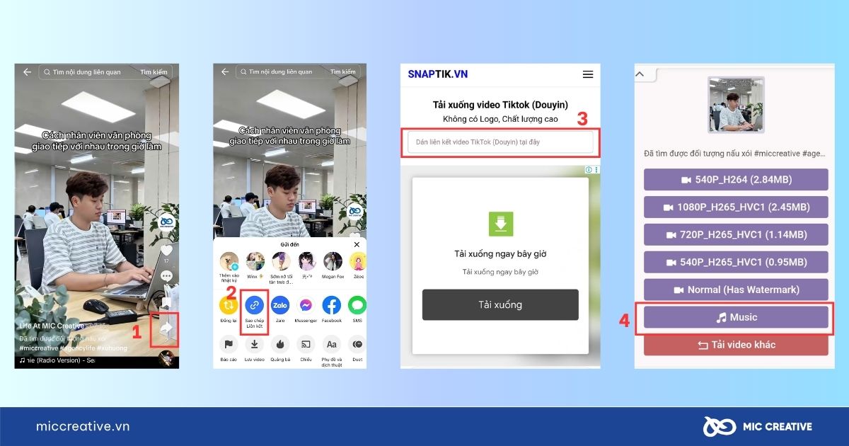 Chuyển nhạc TikTok sang MP3 bằng website Snaptik
