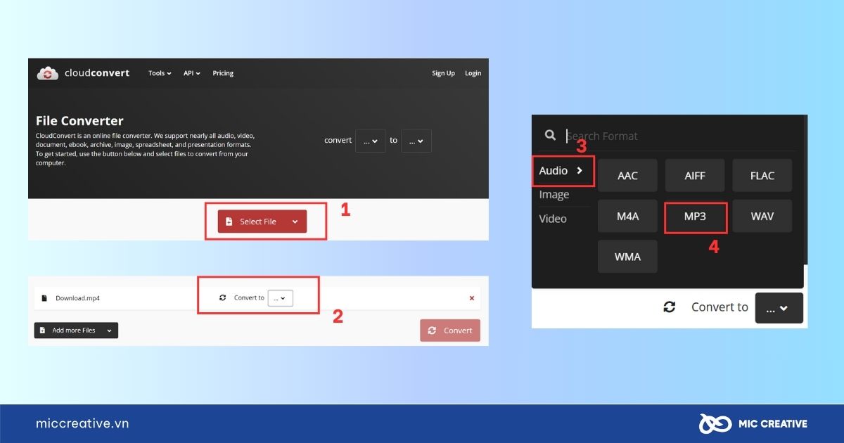 Tải nhạc TikTok sang MP3 bằng Cloudconvert.com
