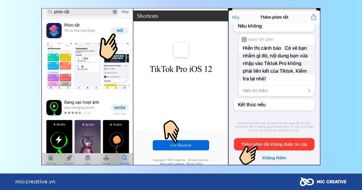 Tải ứng dụng Phím tắt (Shortcuts)