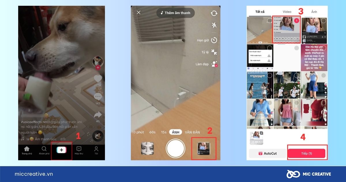 Tải video từ thư viện lên TikTok