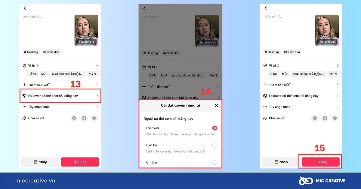 Thiết lập quyền riêng tư và đăng video