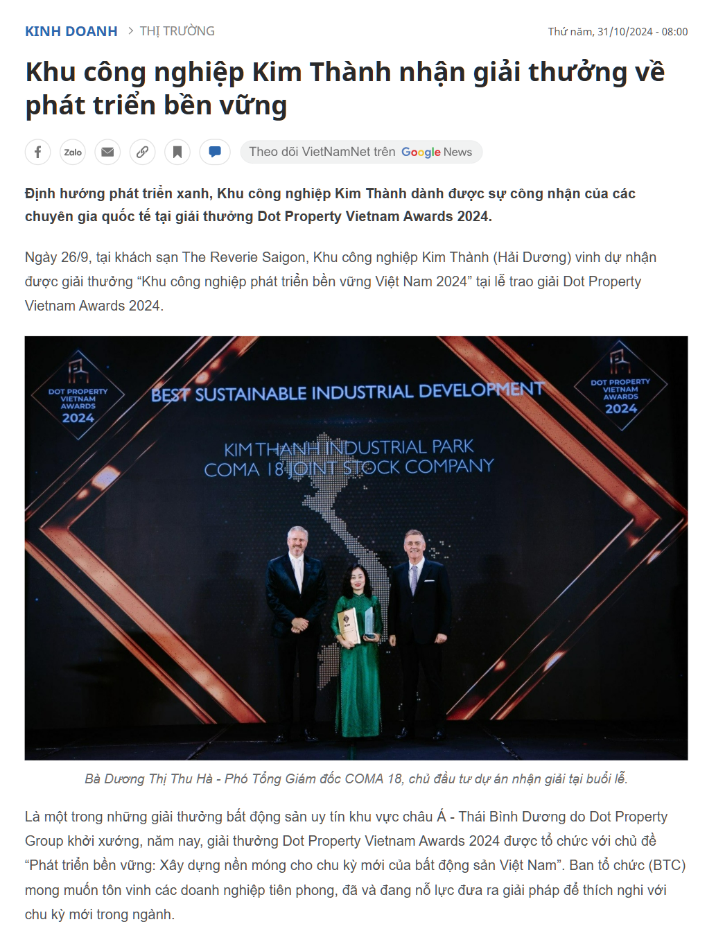 Khu Công Nghiệp Kim Thành vietnamnet 2
