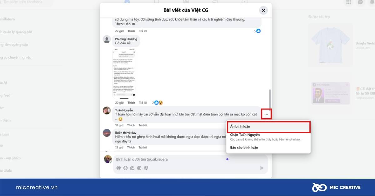 cách tắt bình luận trên fanpage facebook