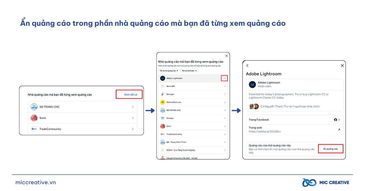Ẩn quảng cáo trong phần nhà quảng cáo mà bạn đã từng xem quảng cáo