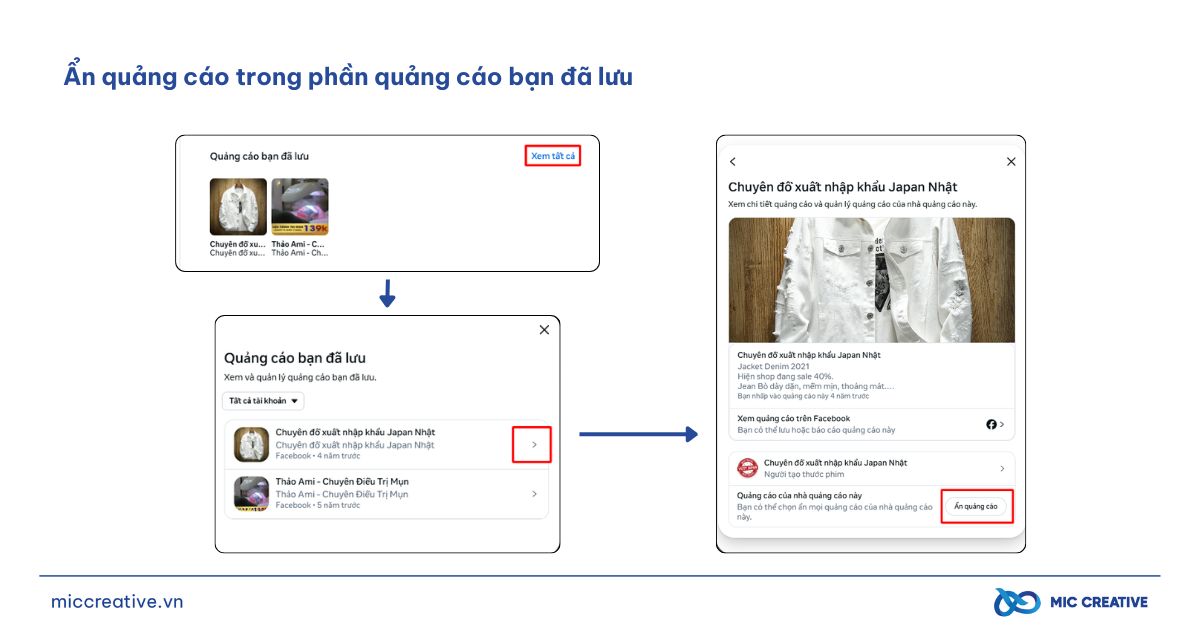 Ẩn quảng cáo trong phần quảng cáo bạn đã lưu