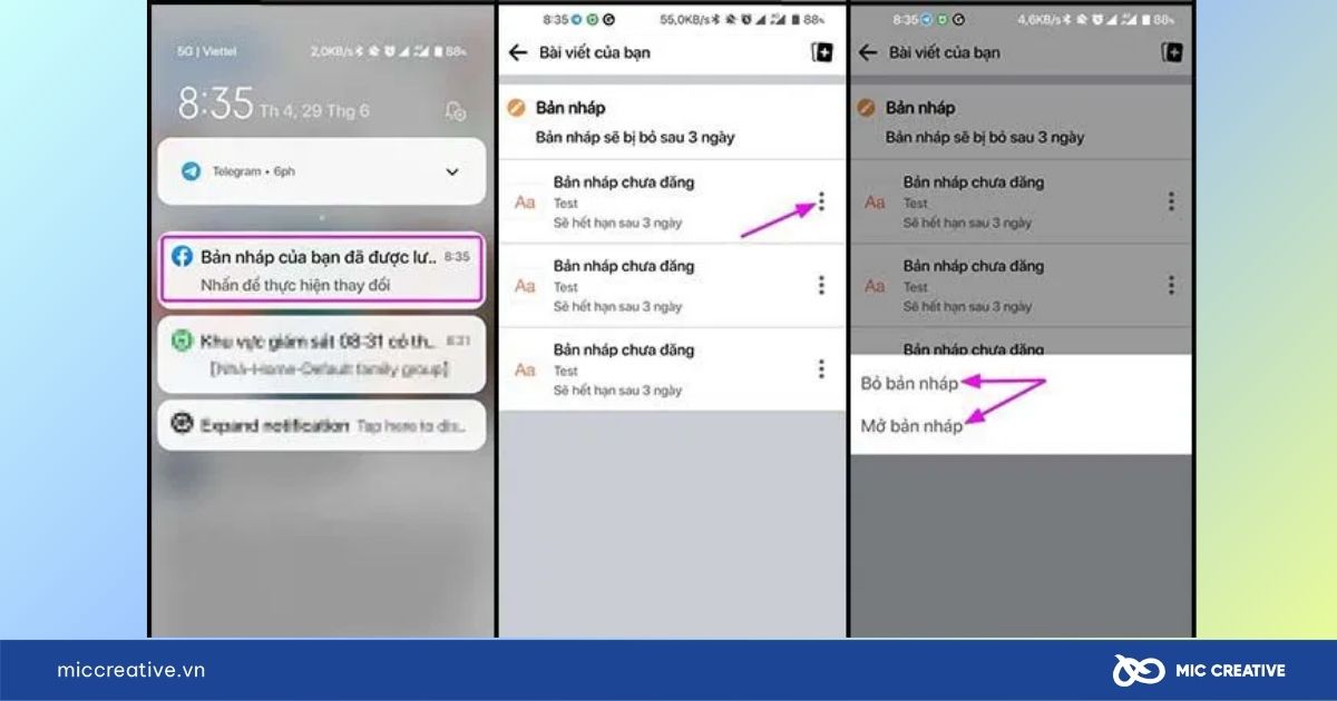 bản nháp trên facebook cá nhân lưu ở đâu