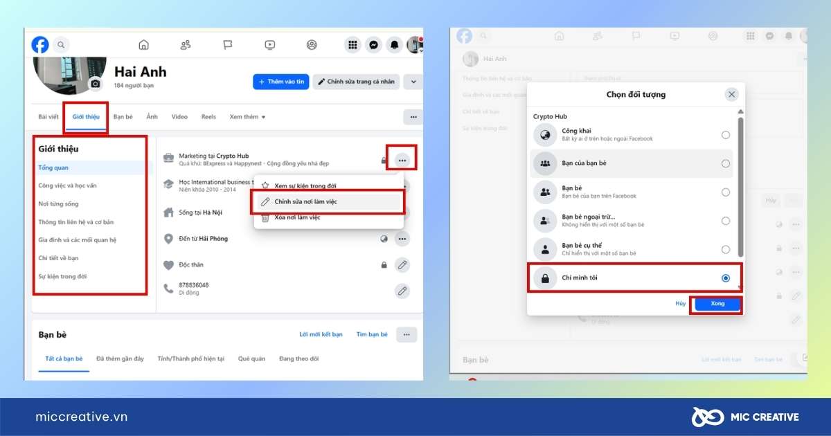 cách ẩn thông tin cá nhân trên facebook