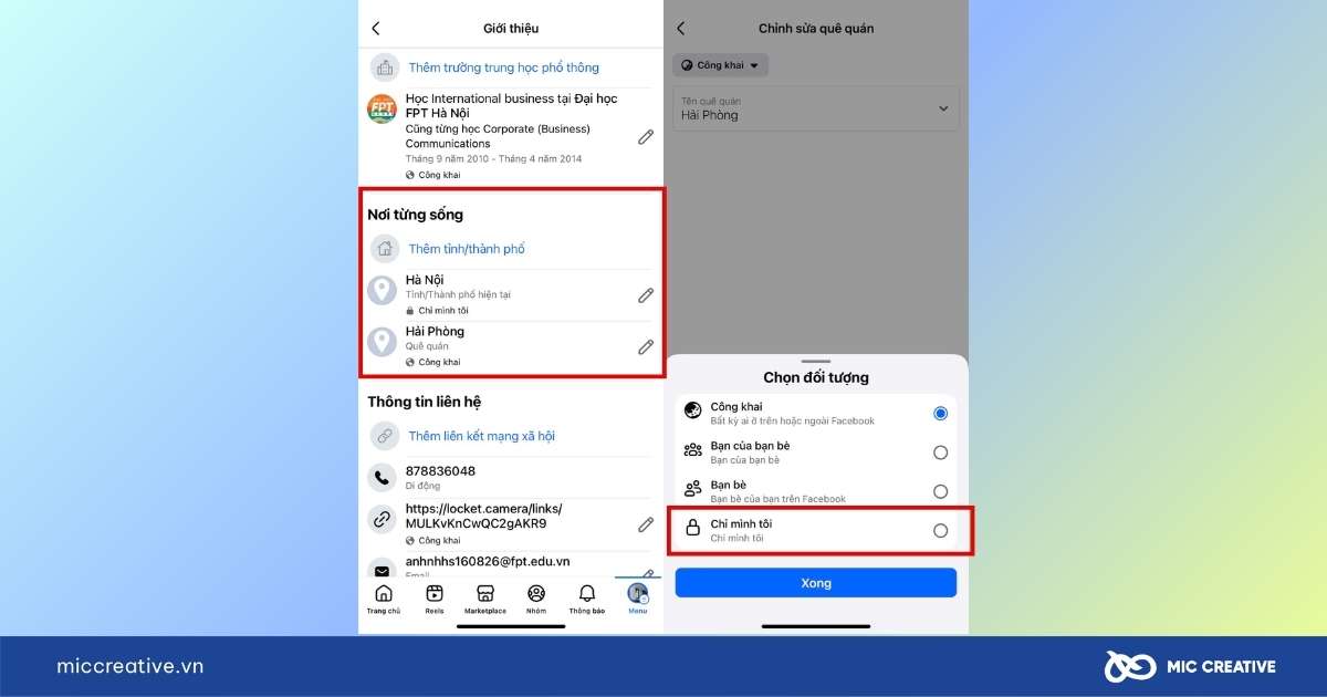 cách ẩn thông tin cá nhân trên facebook