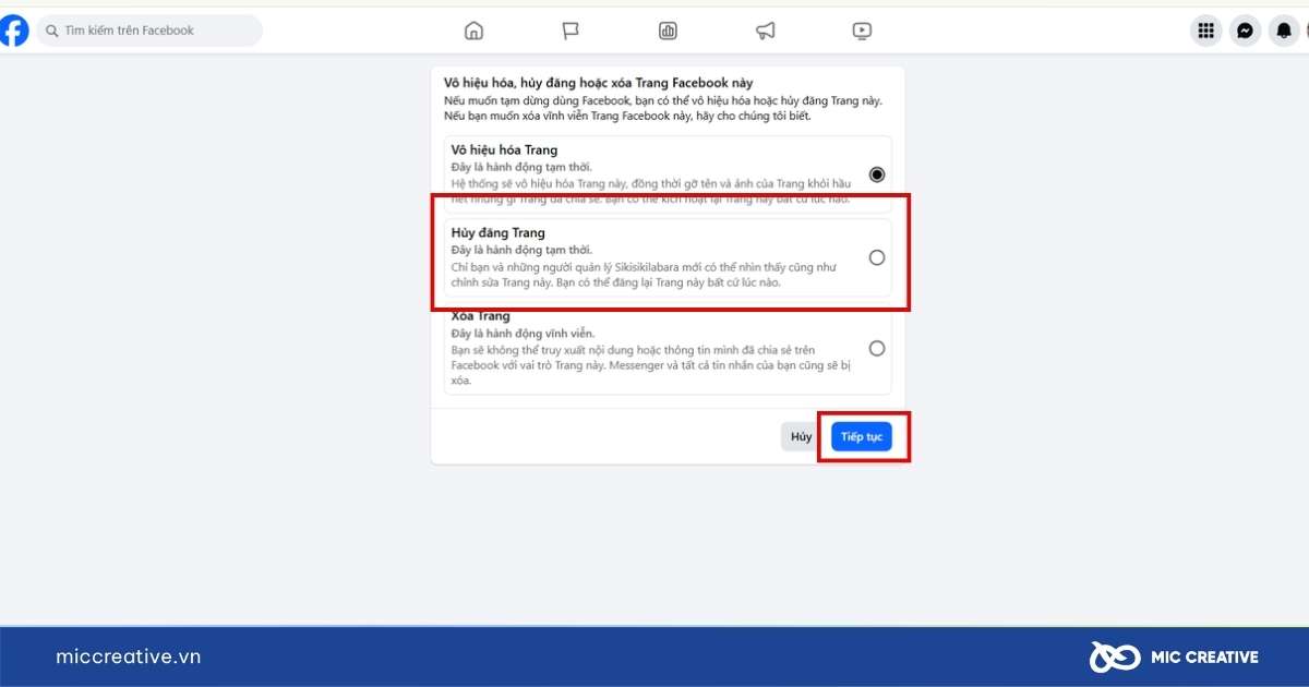 cách ẩn trang fanpage trên facebook