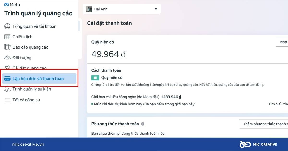 Thanh toán quảng cáo Facebook