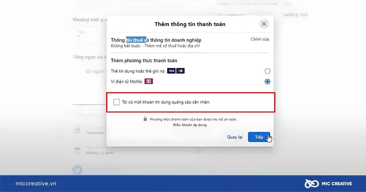 mã tín dụng quảng cáo facebook là gì