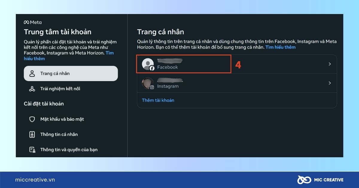 Chọn tài khoản cần đổi 