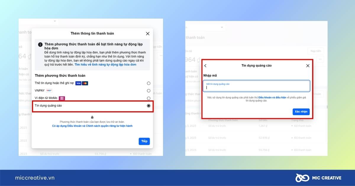 mã tín dụng quảng cáo facebook là gì