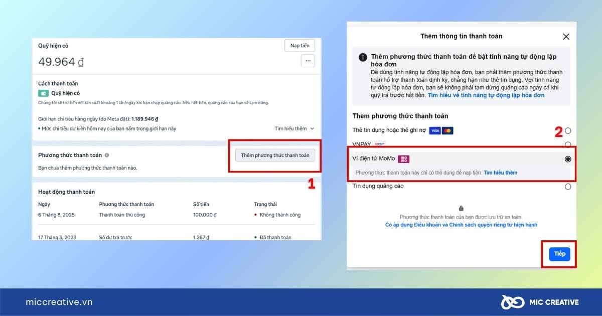 Thanh toán quảng cáo Facebook