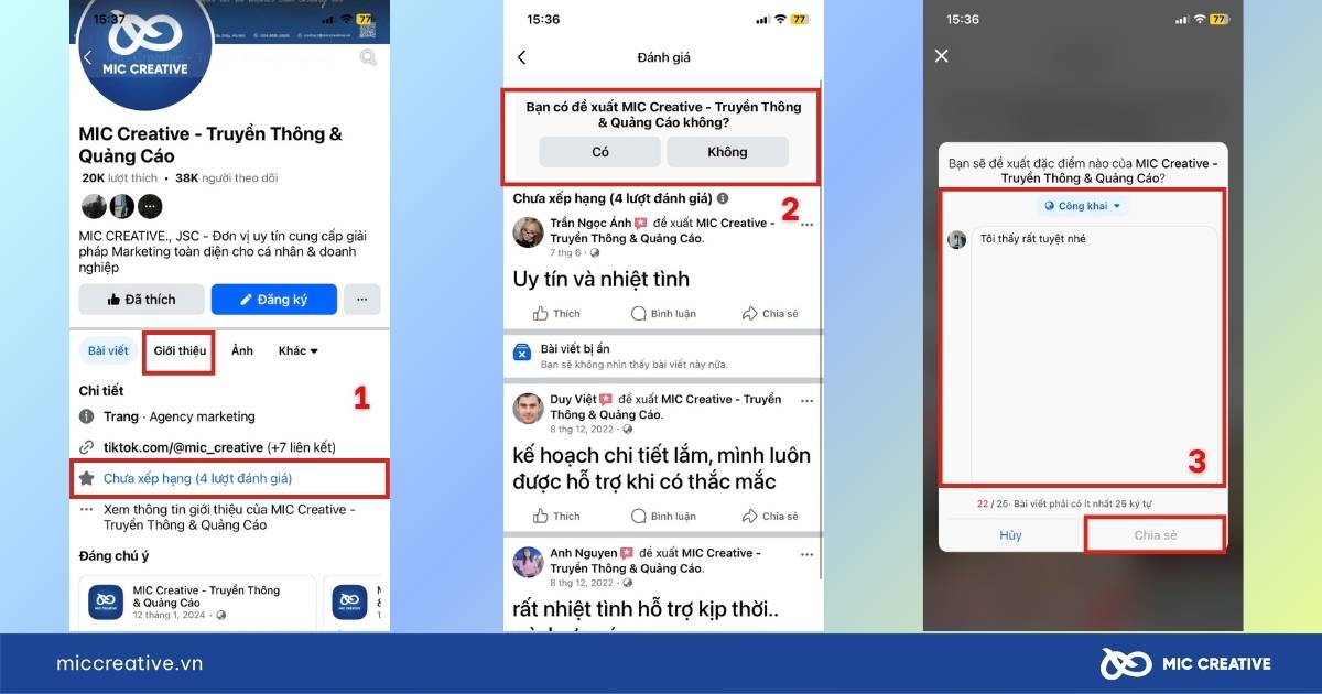 cách đánh giá 5 sao trên fanpage facebook