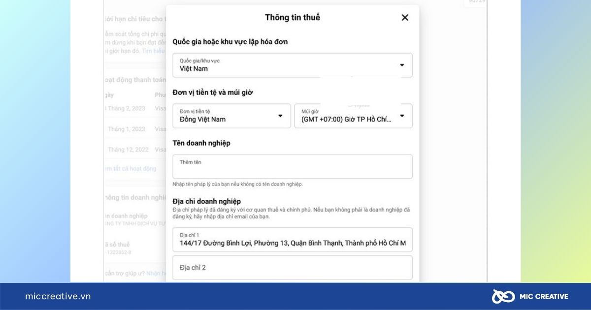 hóa đơn quảng cáo facebook