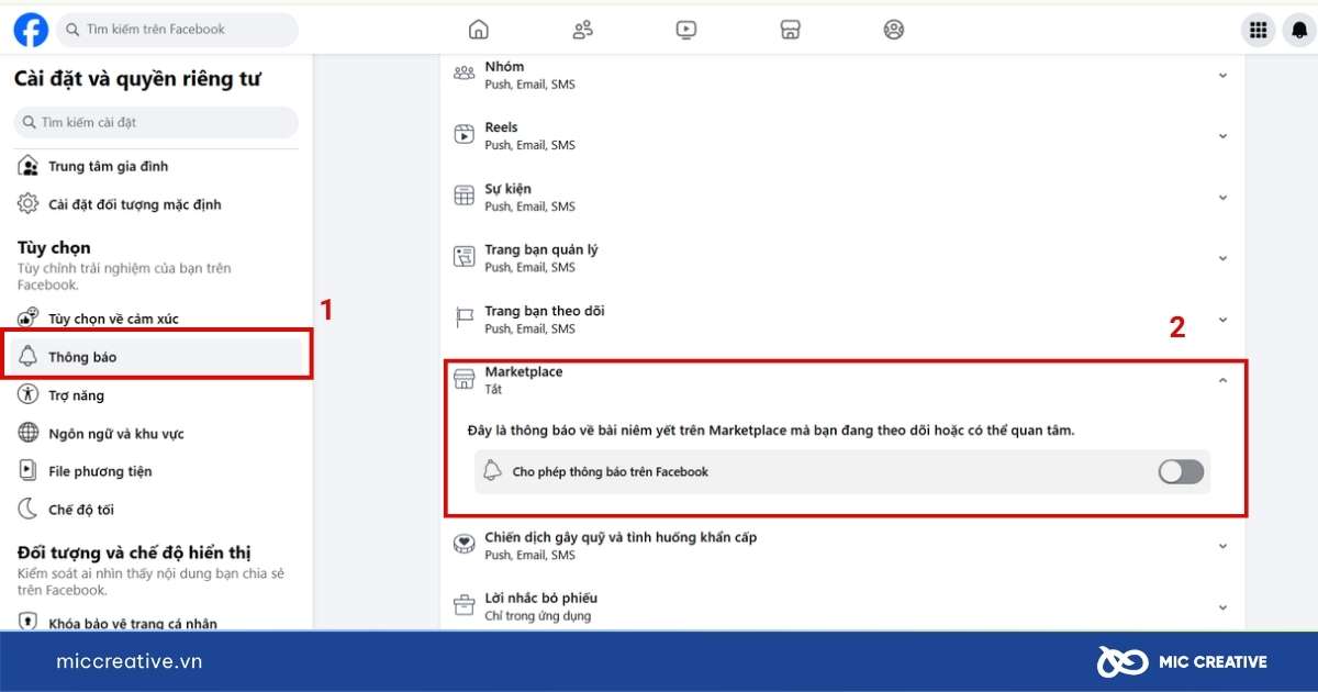 cách tắt marketplace trên facebook