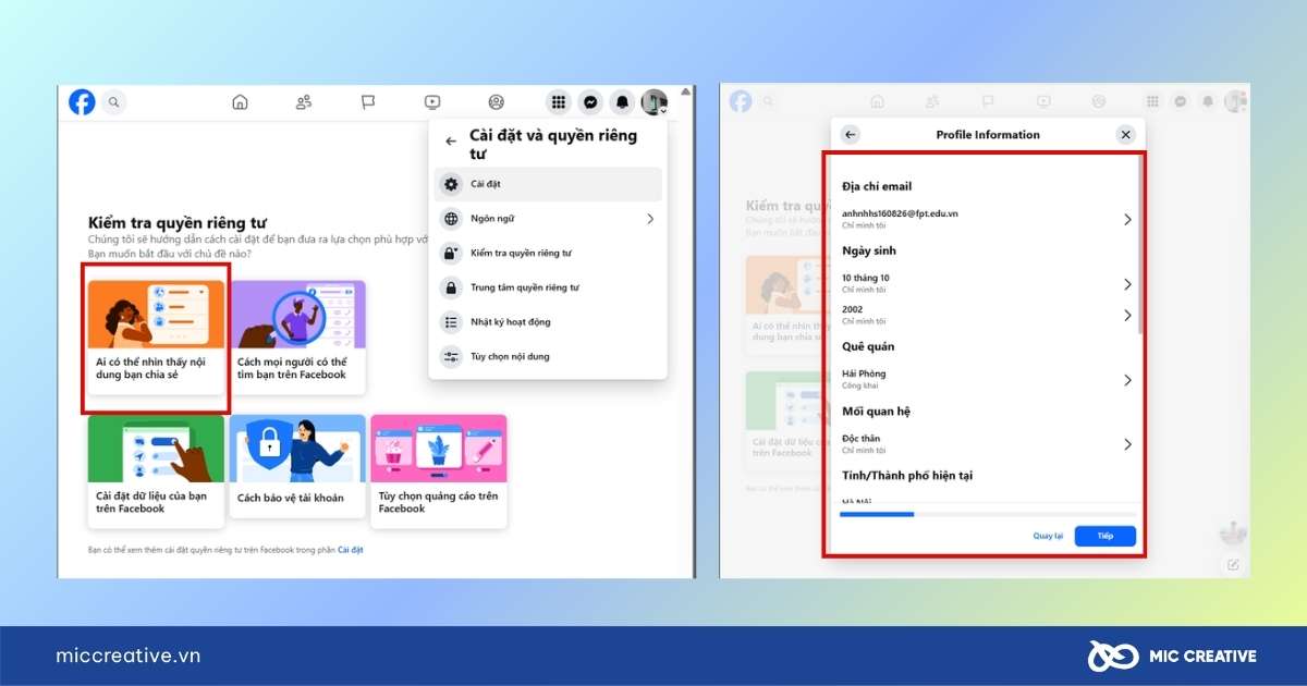 cách ẩn thông tin cá nhân trên facebook